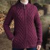 Cardigan Femme Irlandais, 2 poches plaquées, Pourpre