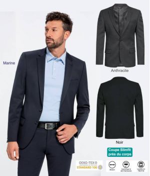 Veste Homme, Coupe Slim, 2 boutons, Stretch, Lavable en machine