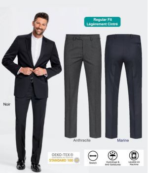 Pantalon Homme, Confort Laine, Polyester et Stretch, Entretien Facile