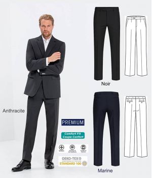 Pantalon Homme Premium, Bi-Stretch, Coupe Confort, Infroissable