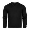 Pull Homme, Col en V, anti bouloche, Noir