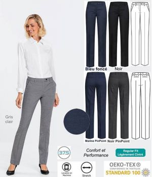 Pantalon Femme, Coupe Droite Regular Fit, Confort et Performance