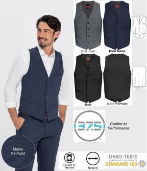 Gilet Homme, 4 boutons, Stretch et Tissu Confort et Performance