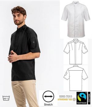 Veste de cuisine, Manches Courtes, Pression masquées, Extensible Stretch