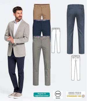 Pantalon Chino Homme, Coupe Regular Fit Légèrement cintrée, Coton et Stretch