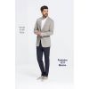 Pantalon Chino Homme Marine Porté avec Veste Grise