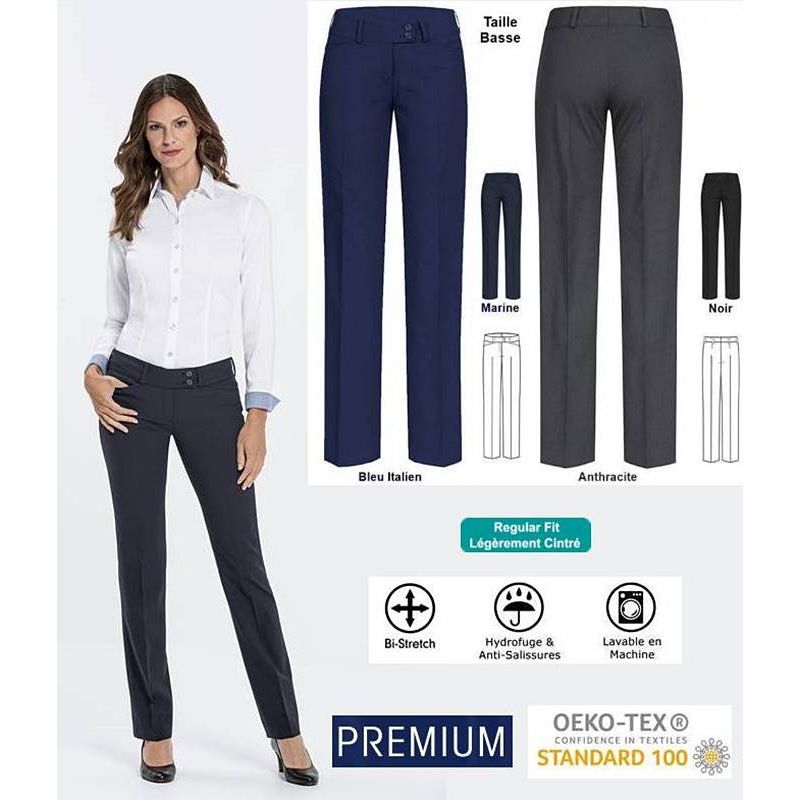 Pantalon Femme Premium, Taille Haute, Jambe Etroite Avec Pli, Confort  Bi-Stretch