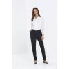 Pantalon Femme Premium, Taille Haute, Jambe Etroite Avec Pli, Noir