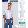 Chemisier Manches Courtes Blanc, Coupe Comfort Fit, Coton et Stretch