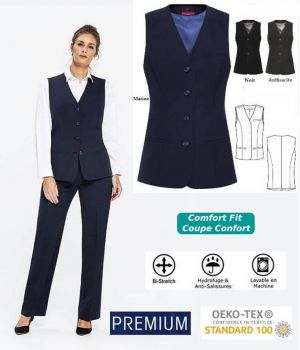 Gilet de Tailleur Femme Premium, Coupe Confort, 4 Boutons