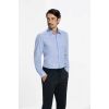 Chemise Homme Manches Longues, Col Kent, Stretch, Bleu