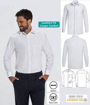 Chemise Homme Blanche, Manches Longues, Comfort Fit, Coupe Confortable
