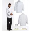 Veste de Cuisine Blanche avec Passepoil noir boutons pression