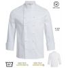 Veste de Cuisine Blanche, Manches Longues, 100% Coton, Poche poitrine