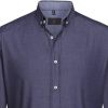 Chemise Homme Look Denim Marine, Col à Pointes Boutonnées