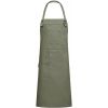 Tablier de Cuisine à Bavette, Tablier Serveuse, Serveur, Couleur Vert olive