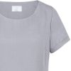 Chemisier Chiffon, Manches Courtes avec Revers, Gris argent