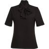 Chemisier Blouse Bow Manches Courtes, Noir