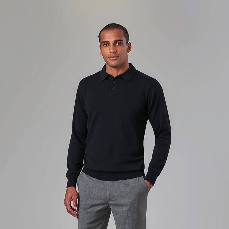 Polo Homme Manches Longues Noir