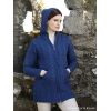 Cardigan Irlandais long, pour Femme, à Capuche, Bleu chiné