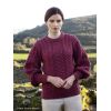 Pull Irlandais Femme Col Rond, Manches Ballon, Couleur Baie