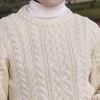 Pull Irlandais Femme Col Rond, Ecru