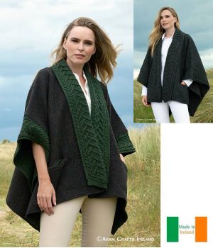 Superbe Cape en Tweed Donegal et Laine Mérinos pour Femme