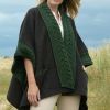 Superbe Poncho en Tweed Donegal et Laine Mérinos, Vert foncé