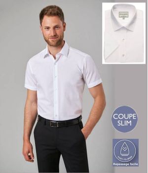 Chemise Homme Blanche, Manches Courtes, Comfort Fit, Coupe Confortable