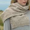 Superbe Echarpe Irlandaise Femme, 100% Laine Merinos, Beige chiné