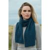 Superbe Echarpe Irlandaise Femme, 100% Laine Merinos, Bleu Mallard
