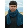 Superbe Echarpe Irlandaise Homme, 100% Laine Merinos, Bleu Mallard