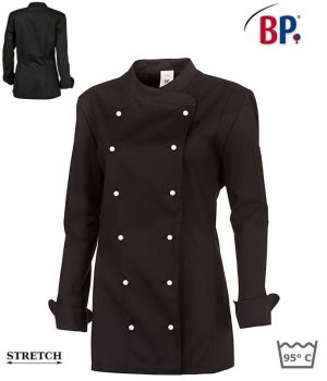 Veste de Cuisine Femme, Stretch Noire, Taille XS.