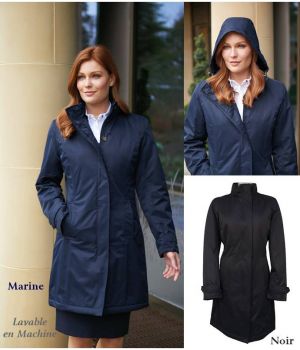 Manteau Femme, 5 boutons avec Zip, Capuche, Doublure Matelassée