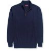 Pullover Homme, Col Zippé, Patte et Bordures en Côte, Marine