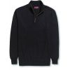 Pullover Homme, Col Zippé, Patte et Bordures en Côte, Noir