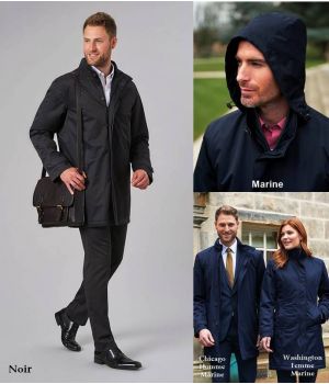 Manteau Homme, 5 boutons avec Zip, Capuche, Doublure Matelassée