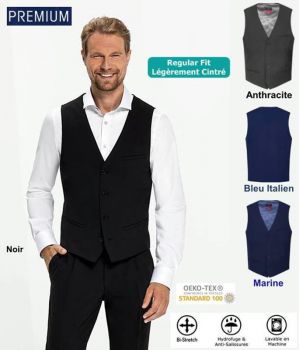 Gilet de Costume Homme, Qualité Premium, Bi-Stretch, Coupe Regular