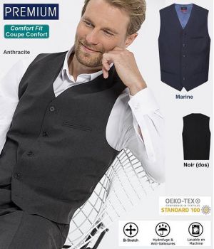 Gilet de Costume Homme, Qualité Premium, Bi-Stretch, Coupe Confort