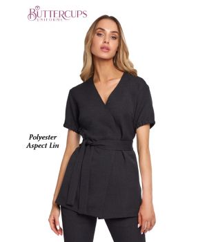 Blouse Esthéticienne, Tissu Polyester Aspect Lin, Coupe Flatteuse