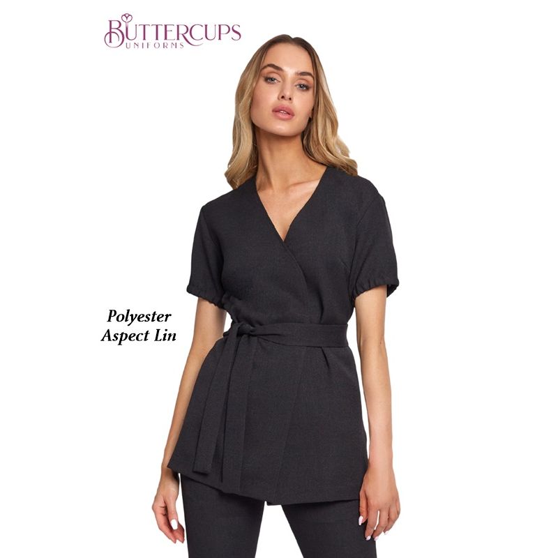 Blouse Esth ticienne Tissu Polyester Aspect Lin Coupe Flatteuse