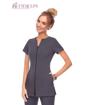 Tunique Tendance, Zip noir devant, Tissu Bi-Stretch, Poches dissimulées.