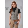 Gilet de Tailleur Femme Gris Porté avec Chemisier Soave et Pantalon Houston