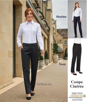 Pantalon femme, Jambe droite, 2 poches latérales, Polyester et Viscose