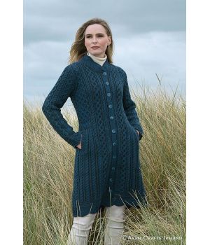 Magnifique Manteau Irlandais Femme, Couleur Mélange de Gris Charbon