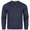 Pull Homme, Col en V, anti bouloche, Bleu foncé