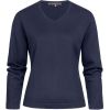 Pull Femme, Col en V, anti bouloche, Entretien facile, Bleu foncé