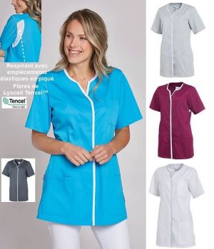 Blouse Médicale Femme, Tissu Très doux et Léger, Empiècements élastiques