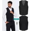 Gilet de Service Noir Homme, 4 boutons, 2 Poches côté, Poche poitrine