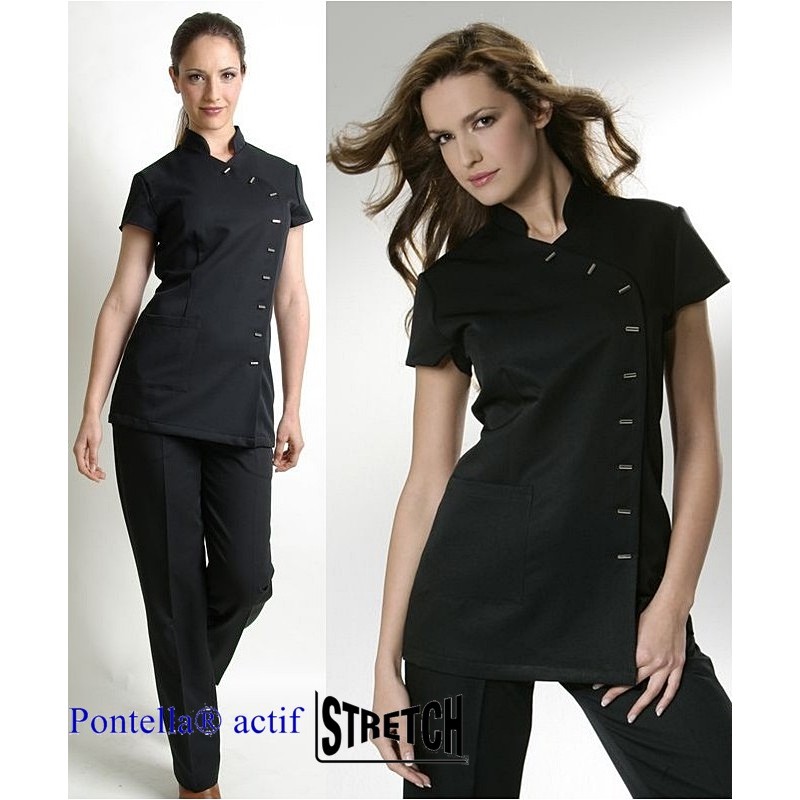 Tunique Noire Femme Manche Courte, Taille 3XL.